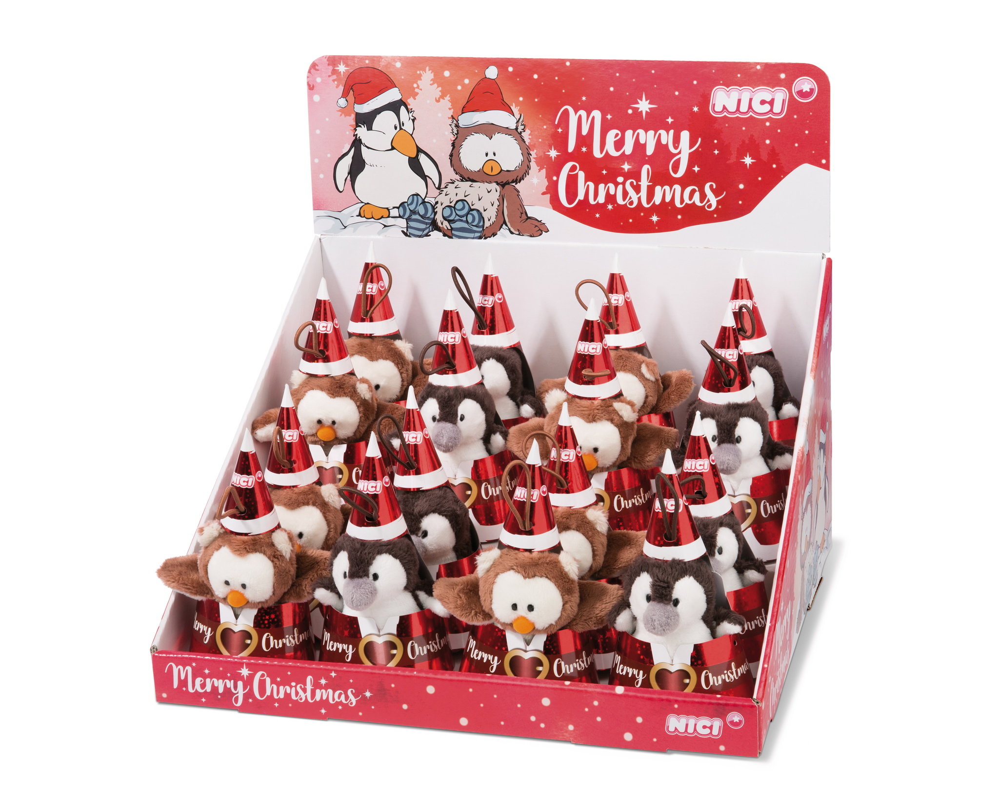 Christmas Pinguin & Eule 10cm mit Loop sortiert