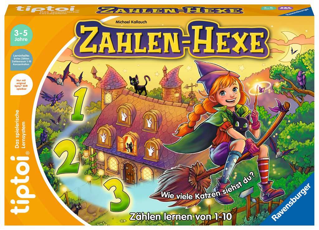 Ravensburger tiptoi Spiel 00132 Zahlen-Hexe, Zählen lernen von 1 - 10 für Kinder ab 3 Jahren