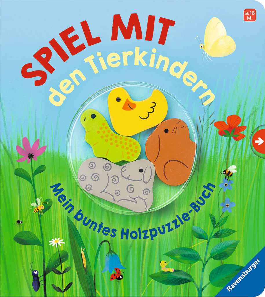 Spiel mit den Tierkindern! Mein buntes Holzpuzzle-Buch