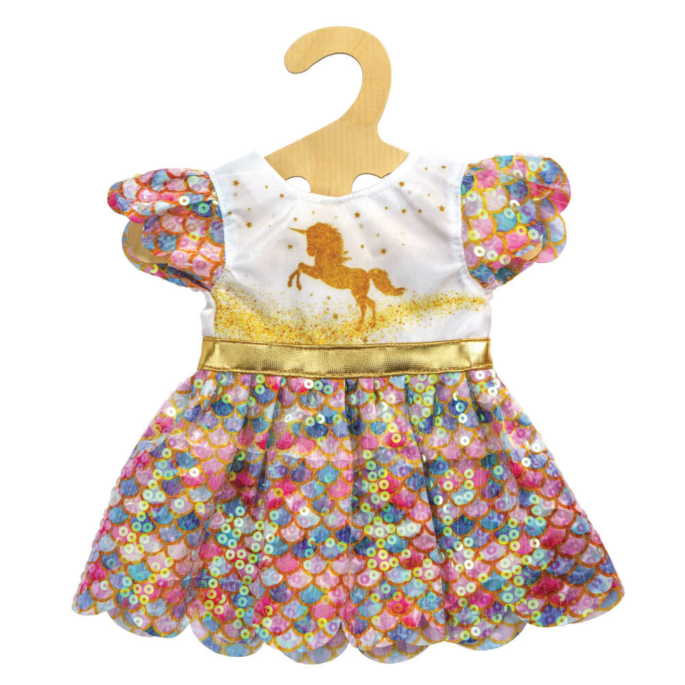 Puppen-Glitzerkleid ''Einhorn Goldy'', Gr. 35-45 cm