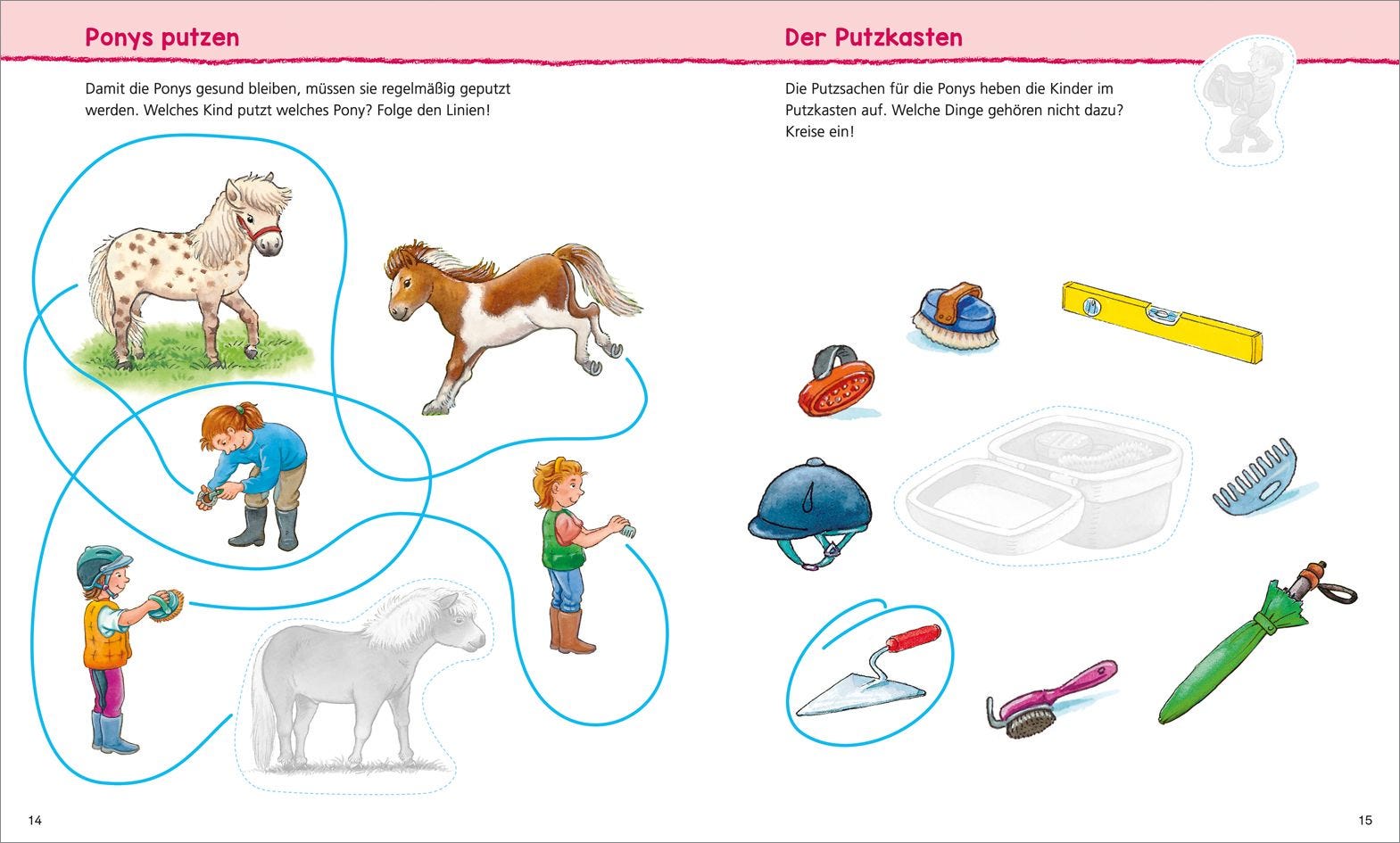 WAS IST WAS Kindergarten Malen Rätseln Stickern Auf dem Ponyhof