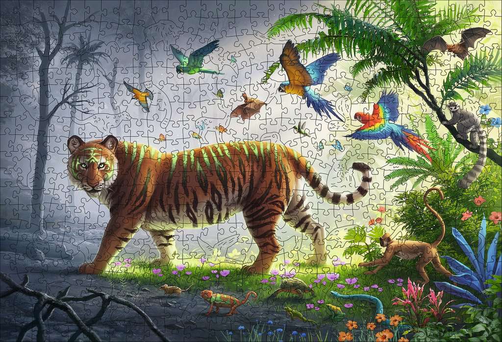 WOODEN Puzzle 17514 - Tiger im Dschungel - 500 Teile Holzpuzzle