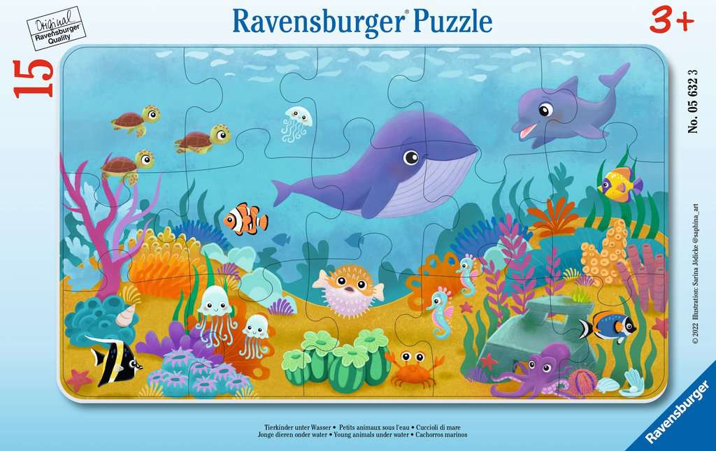 Rahmenpuzzle Tierkinder unter Wasser 15 Teile