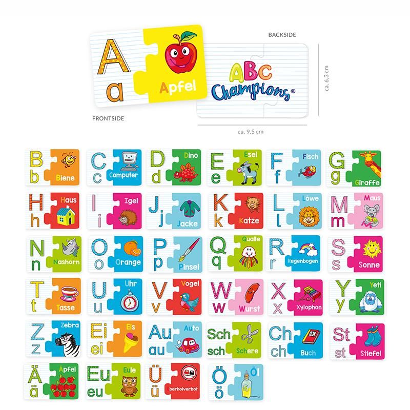 ABC CHAMPIONS ABC-LERNSPIELKARTEN-SET 70-TEILIG INKL. UMLAUTE