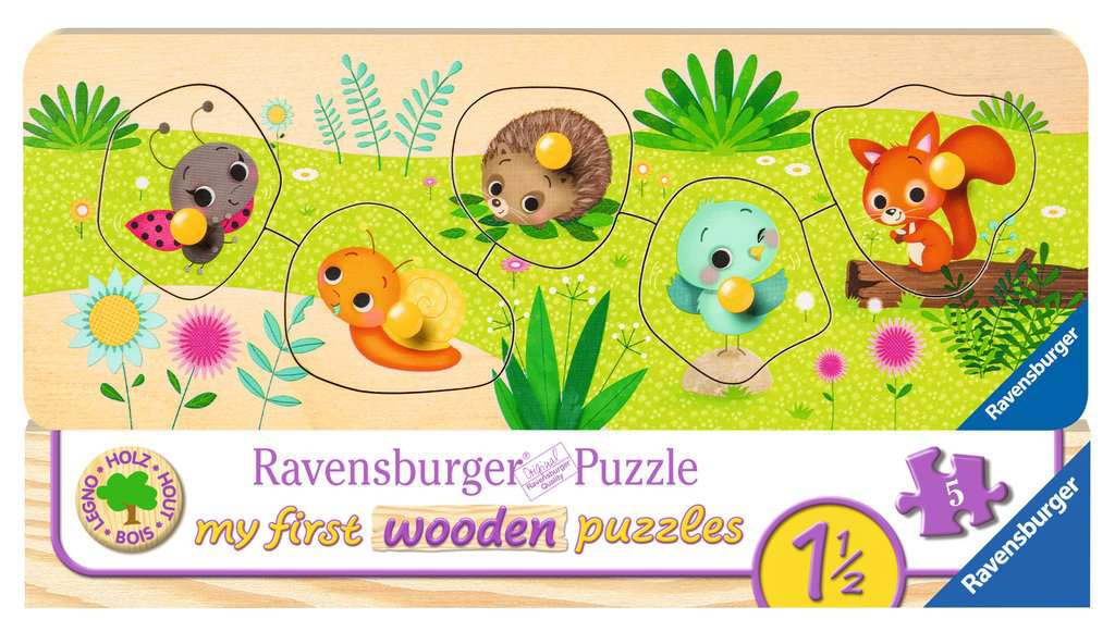 Kinderpuzzle - Tierkinder im Garten - 5 Teile