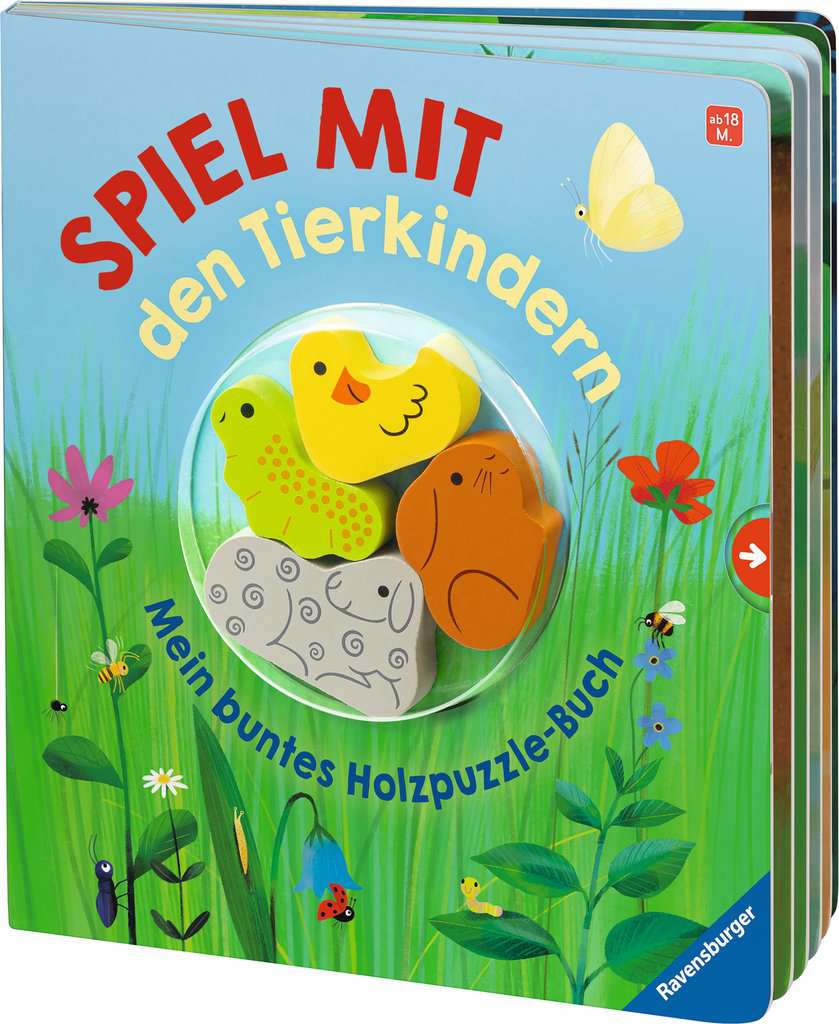 Spiel mit den Tierkindern! Mein buntes Holzpuzzle-Buch