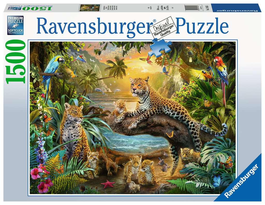 Puzzle 17435 Leopardenfamilie im Dschungel 1500 Teile