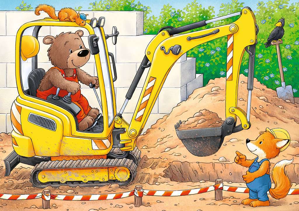 Kinderpuzzle Tiere auf der Baustelle - 2,4,6,8 Teile