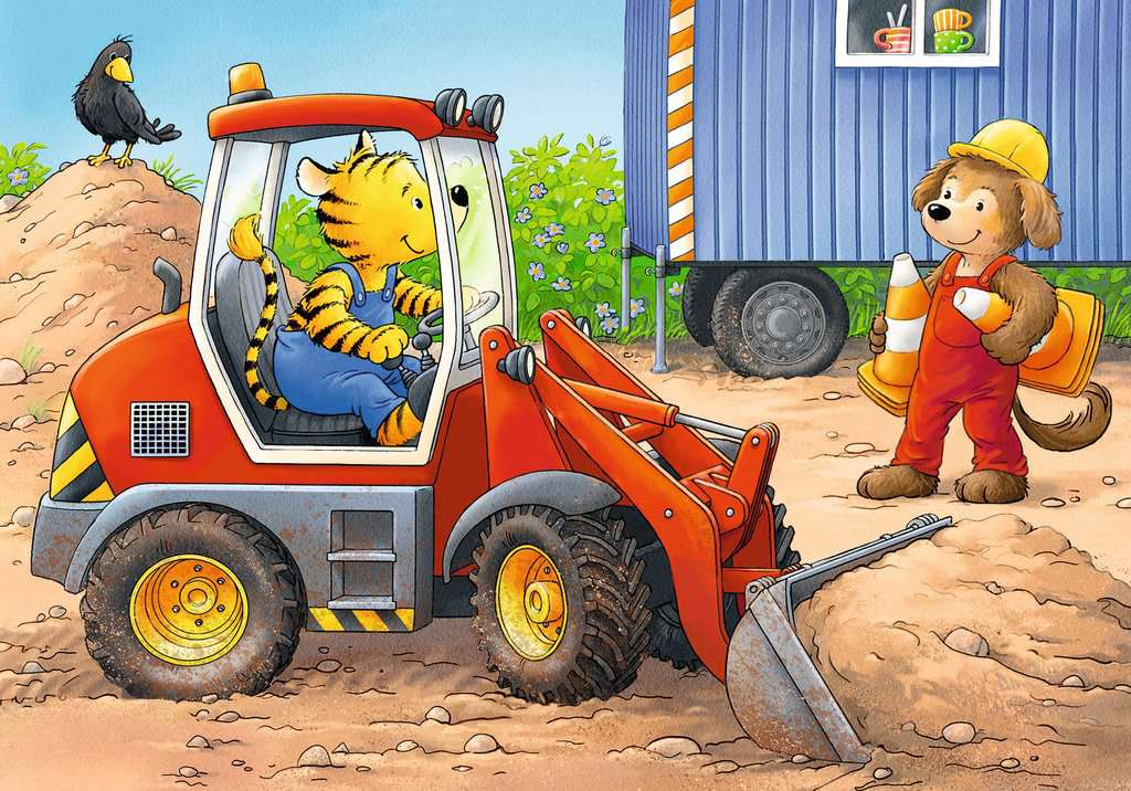 Kinderpuzzle Tiere auf der Baustelle - 2,4,6,8 Teile