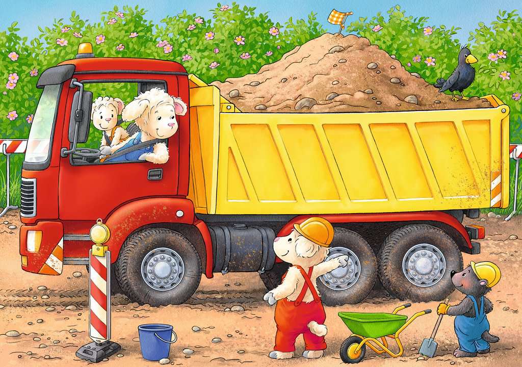 Kinderpuzzle Tiere auf der Baustelle - 2,4,6,8 Teile