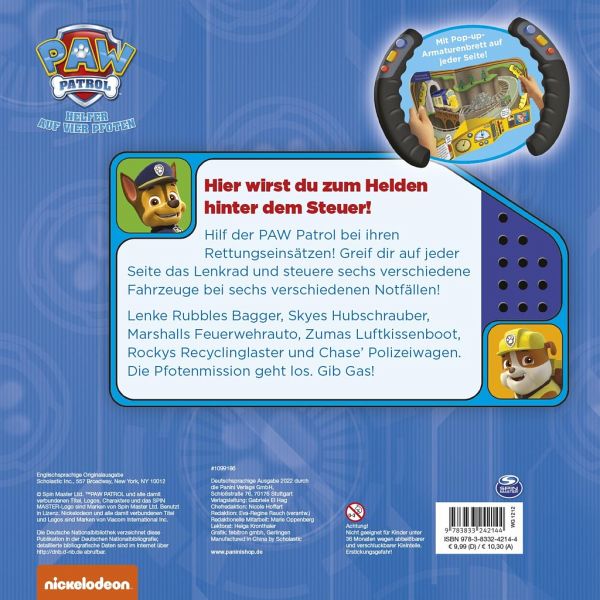 PAW Patrol - Achtung, fertig, los!: Pappbilderbuch mit Lenkrad und Pop-up-Armaturenbrett