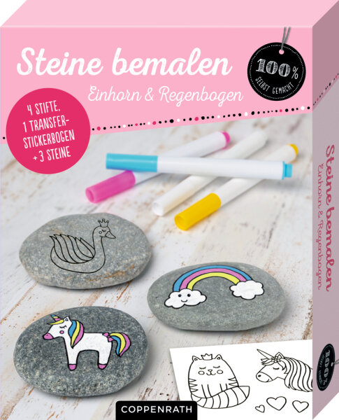 Steine bemalen - Einhorn & Regenbogen (100% selbst gemacht)