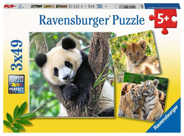 Kinderpuzzle 05666 Panda, Tiger und Löwe 3x49 Teile