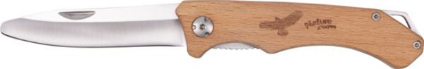 Klapp Schnitzmesser Kinder Holzgriff Edelstahl Nature Zoom mit Tasche
