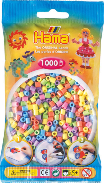 Hama® Bügelperlen Perlen, pastell gemischt, 1.000 Stück