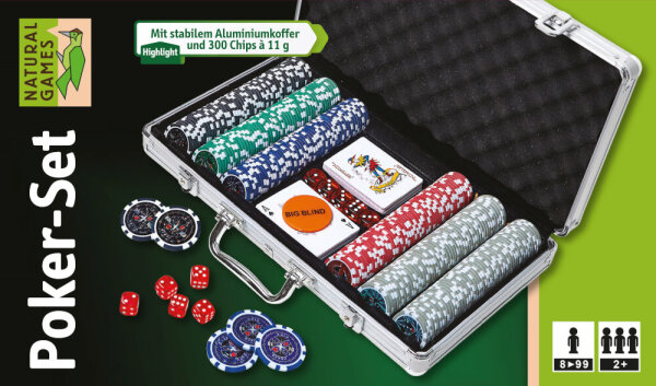 Natural Games Poker-Set im Aluminiumkoffer, 300 Chips