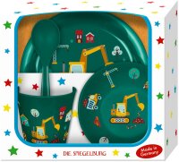 Kinder Geschirrset Bagger Geschenkset Teller Becher Löffel Schale BPA frei