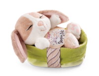 Kuscheltier Sleeping Pets Hase cappuccino 12cm im grünen Körbchen