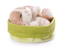 Kuscheltier Sleeping Pets Hase cappuccino 12cm im grünen Körbchen