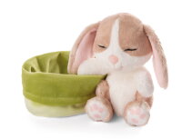 Kuscheltier Sleeping Pets Hase cappuccino 12cm im grünen Körbchen