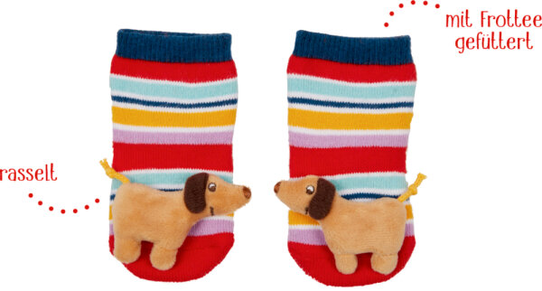 Rasselsöckchen Dackel - BabyGlück, one size (2-12 Mon.)