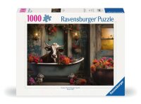 Puzzle 1000 Teile - The cow in the bathtub