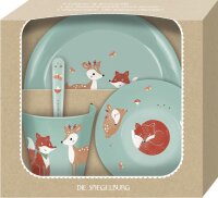 Baby Geschirrset Fuchs & Reh Little Wonder – Kinder Geschirr Set BPA frei, Teller Schale Becher Löffel Geschenkset