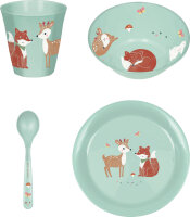 Baby Geschirrset Fuchs & Reh Little Wonder – Kinder Geschirr Set BPA frei, Teller Schale Becher Löffel Geschenkset