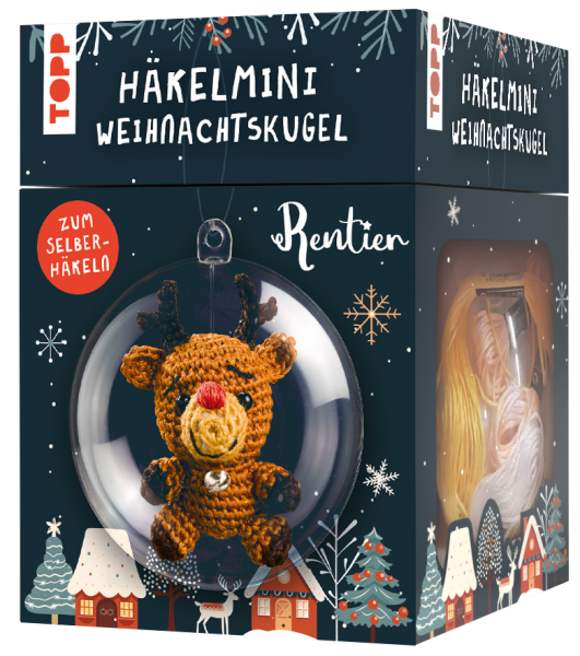 Häkelmini-Weihnachtskugel Häkelset Rentier