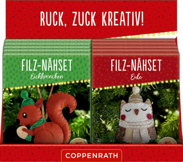 Filz-Nähset Weihnachts-Anhänger "Eule/Eichhörnchen", Sortiert