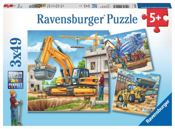 Kinderpuzzle ab 5 Jahren - Große Baufahrzeuge - 49 Teile