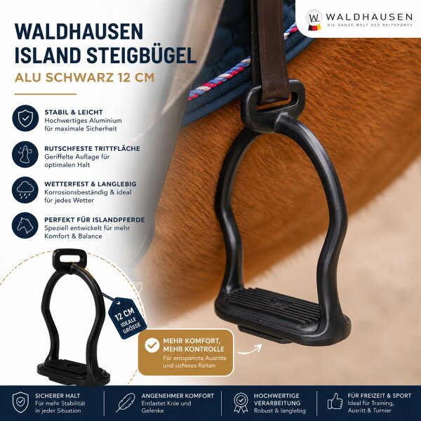 Waldhausen Island Steigbügel Alu Schwarz 12 cm