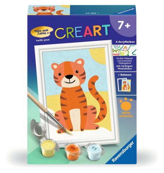 CreArt Kleiner Tiger - Malen nach Zahlen für Kinder ab 7 Jahren