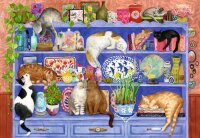 Puzzle 200 Teile - Katzen im Regal