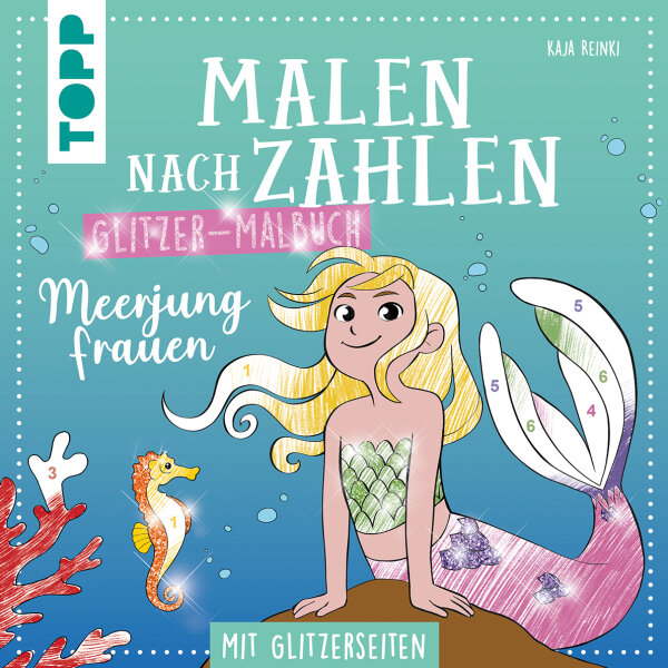 Malen nach Zahlen Glitzer-Malbuch Meerjungfrauen