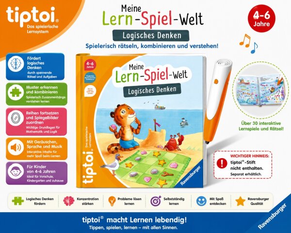 tiptoi® Logisches Denken Ravensburger Lernspielbuch Vorschule ab 4 Jahre