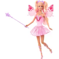 Barbie Fantasy Feenpuppe mit Farbwechsel-Flügeln und...