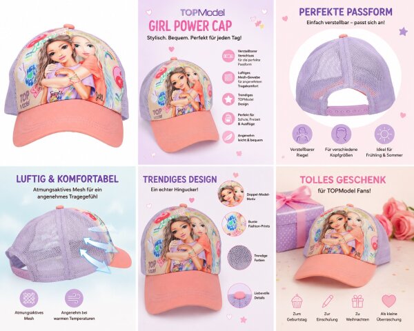 TOPModel Cap GIRL POWER Mädchen Kappe Basecap Verstellbar