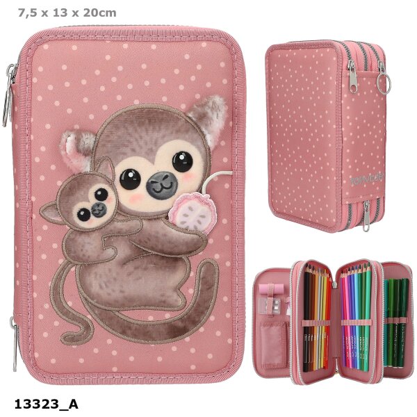 TOPModel 3 Fach Federtasche Affen Applikation JUICY