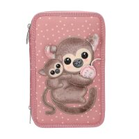 TOPModel 3 Fach Federtasche Affen Applikation JUICY
