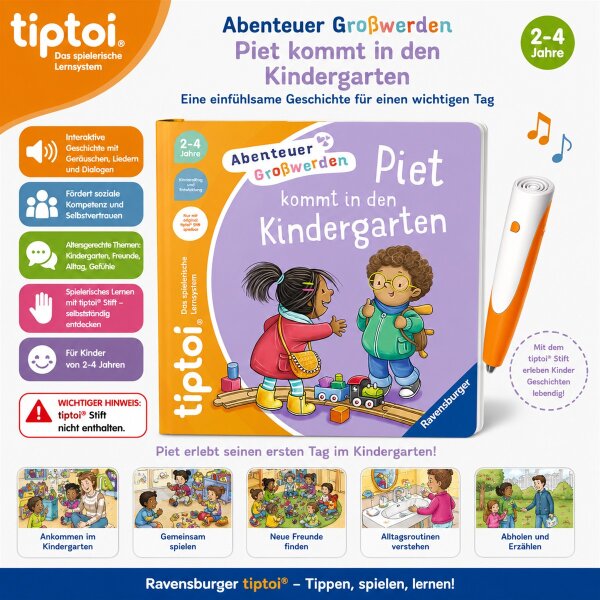 tiptoi® Piet kommt in den Kindergarten Ravensburger Kinderbuch ab 2 Jahre