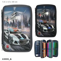 Monster Cars 3 Fach Federtasche LED Polizeiauto