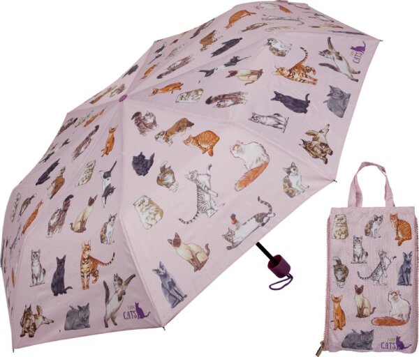 Taschenschirm Kinder Katzen Regenschirm faltbar mit Tasche I Love Cats