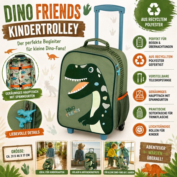 Kleiner Trolley Dino Friends Kinderkoffer Reisekoffer Dinosaurier Trolley