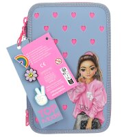 TOPModel 3 Fach Federtasche gefüllt mit Silikon Pins Mädchen Federmappe