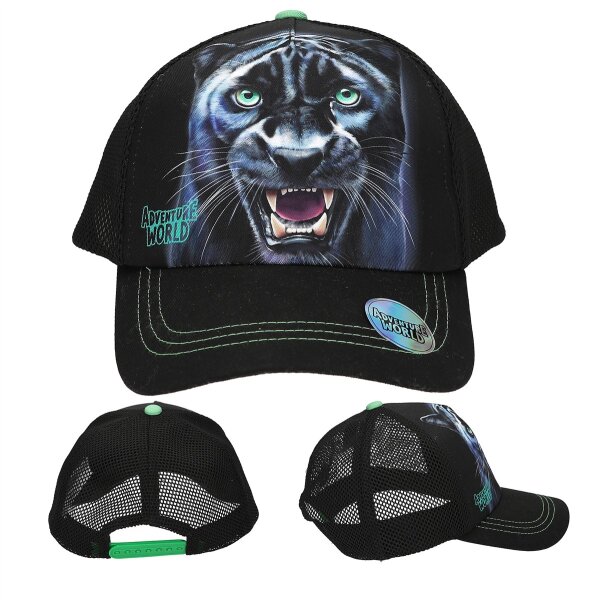 Depesche Adventure World Panther Cap Kinder Basecap Schwarz verstellbar