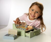 SpielMaus Küche Holz Registrierkasse mit Zubehör