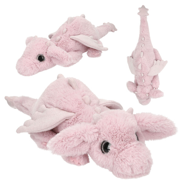SNUKIS Plüschdrache rosa – Kuscheltier mit Glitzer 50 cm