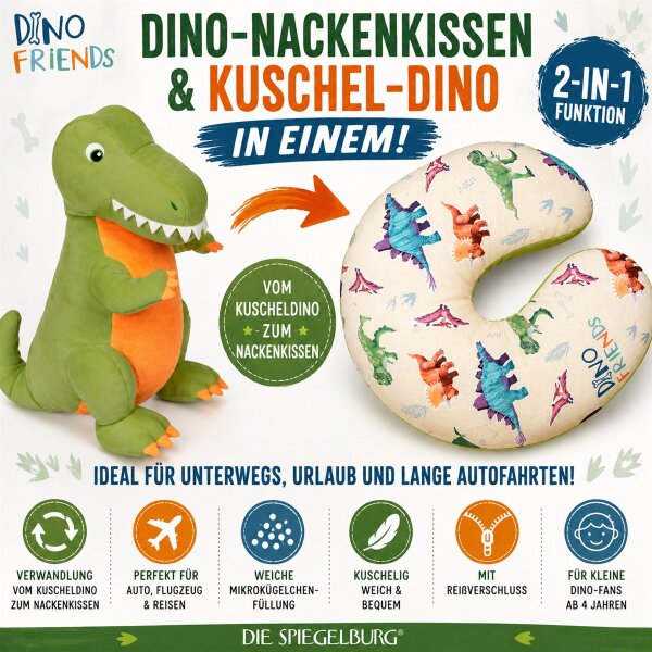 Dino Nackenkissen Dino Friends Reisekissen Kuscheltier Dinosaurier Kissen