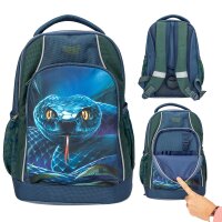 Schulrucksack Kinder Adventure World Schlange 40 cm Blau...